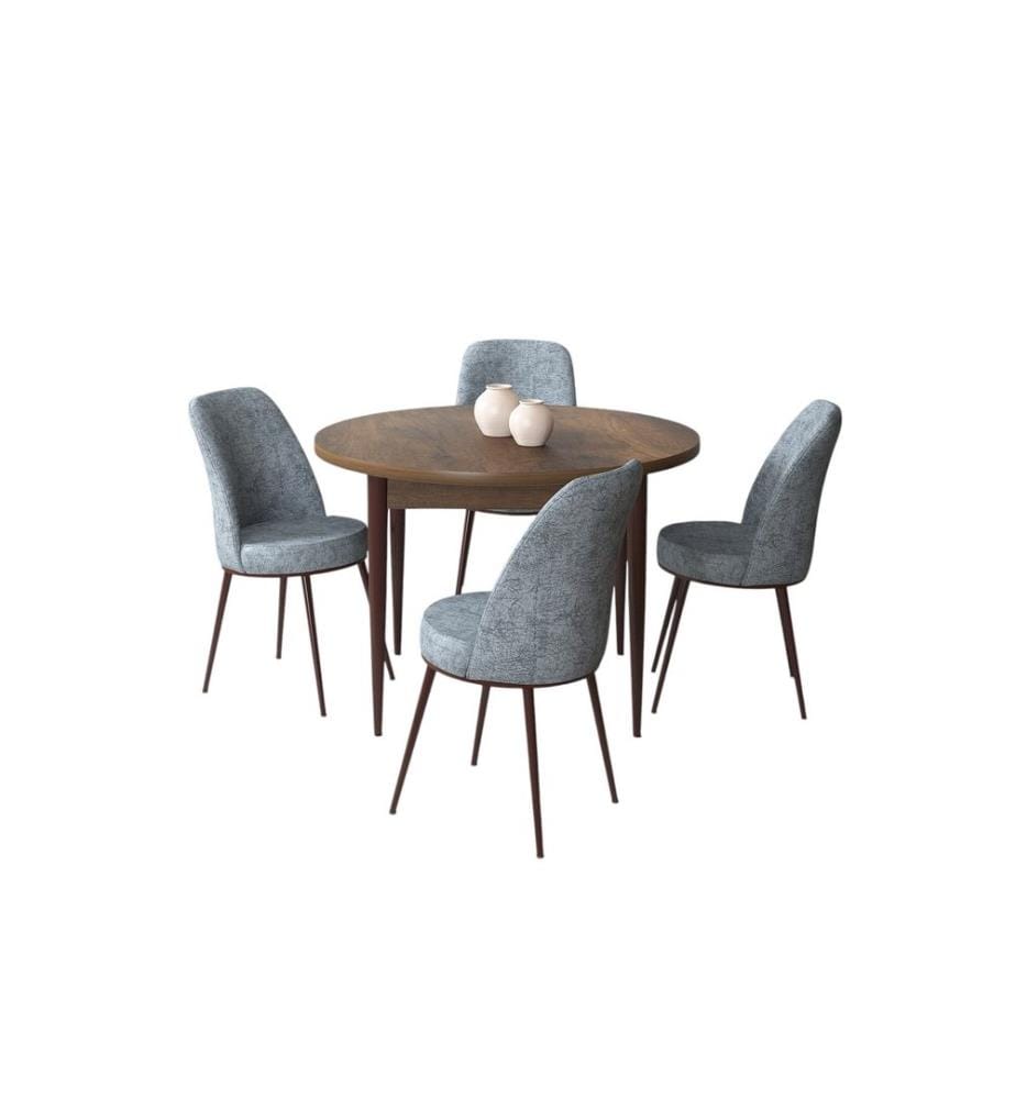 Ensemble de salle à manger avec table et chaises, 5 pièces, baroque, gris, 100 % panneau de particules mélaminé