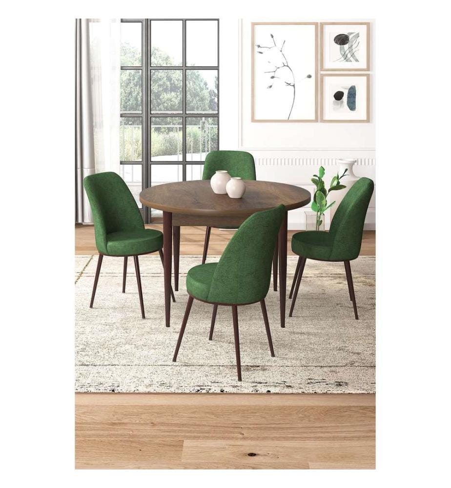 Ensemble de salle à manger avec table et chaises, 5 pièces, baroque, kaki, 100 % panneau de particules mélaminé