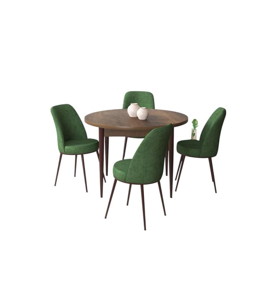Ensemble de salle à manger avec table et chaises, 5 pièces, baroque, kaki, 100 % panneau de particules mélaminé