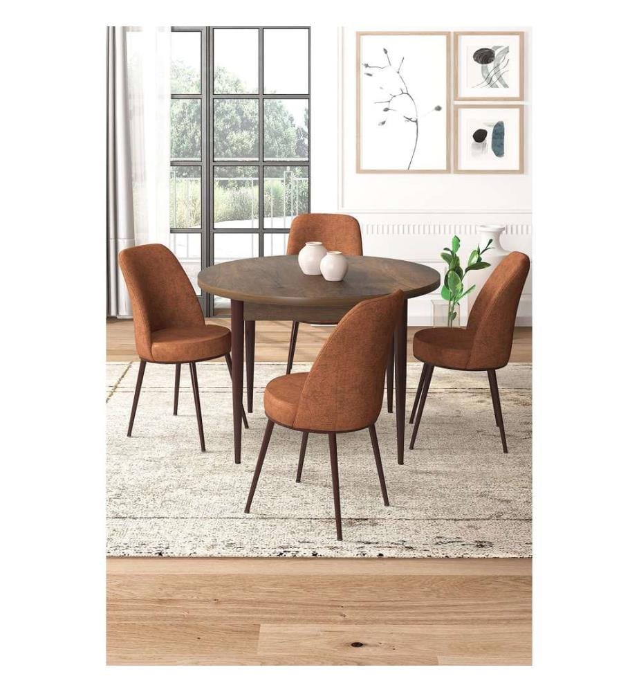 Ensemble de salle à manger avec table et chaises, 5 pièces, baroque, rouge carrelage, 100 % panneau de particules mélaminé