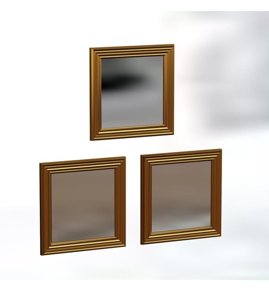 Set Spiegel, 3 Pezzi, Oro, MDF
