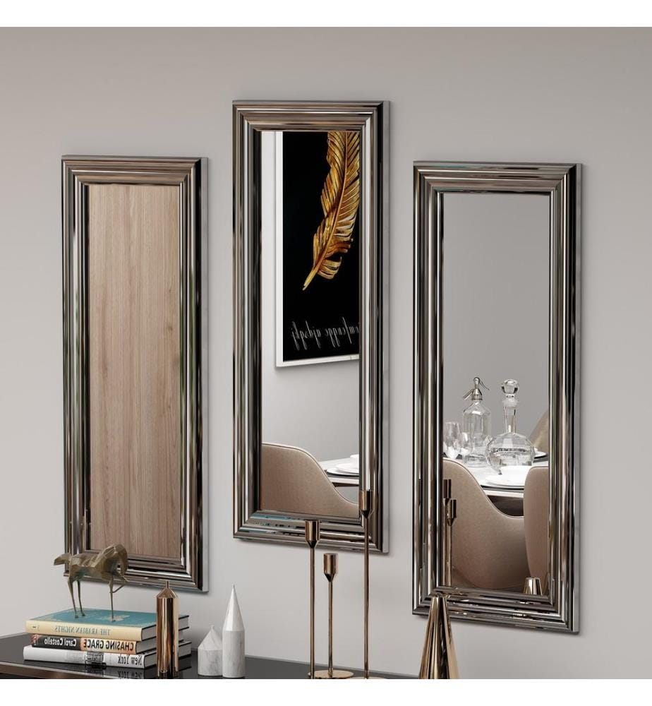 Set Spiegel, 3 Pezzi, Argento, MDF