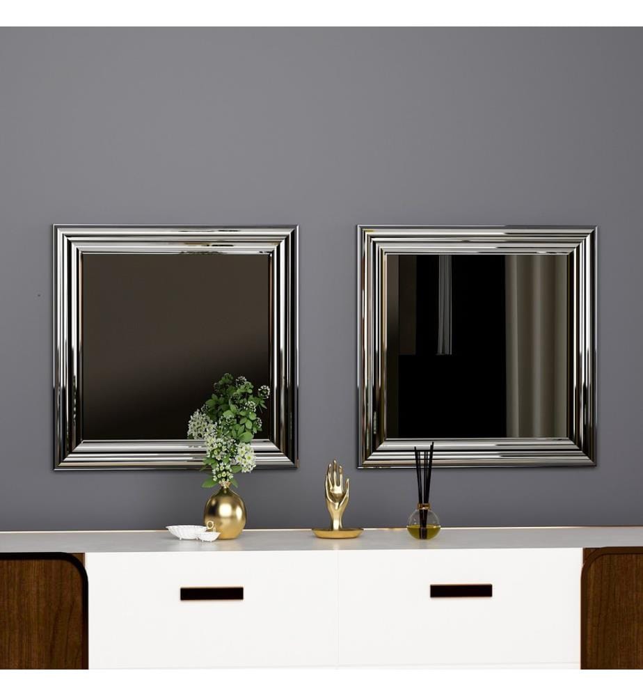 Spiegel Set, 2 Stücke, Silber, MDF