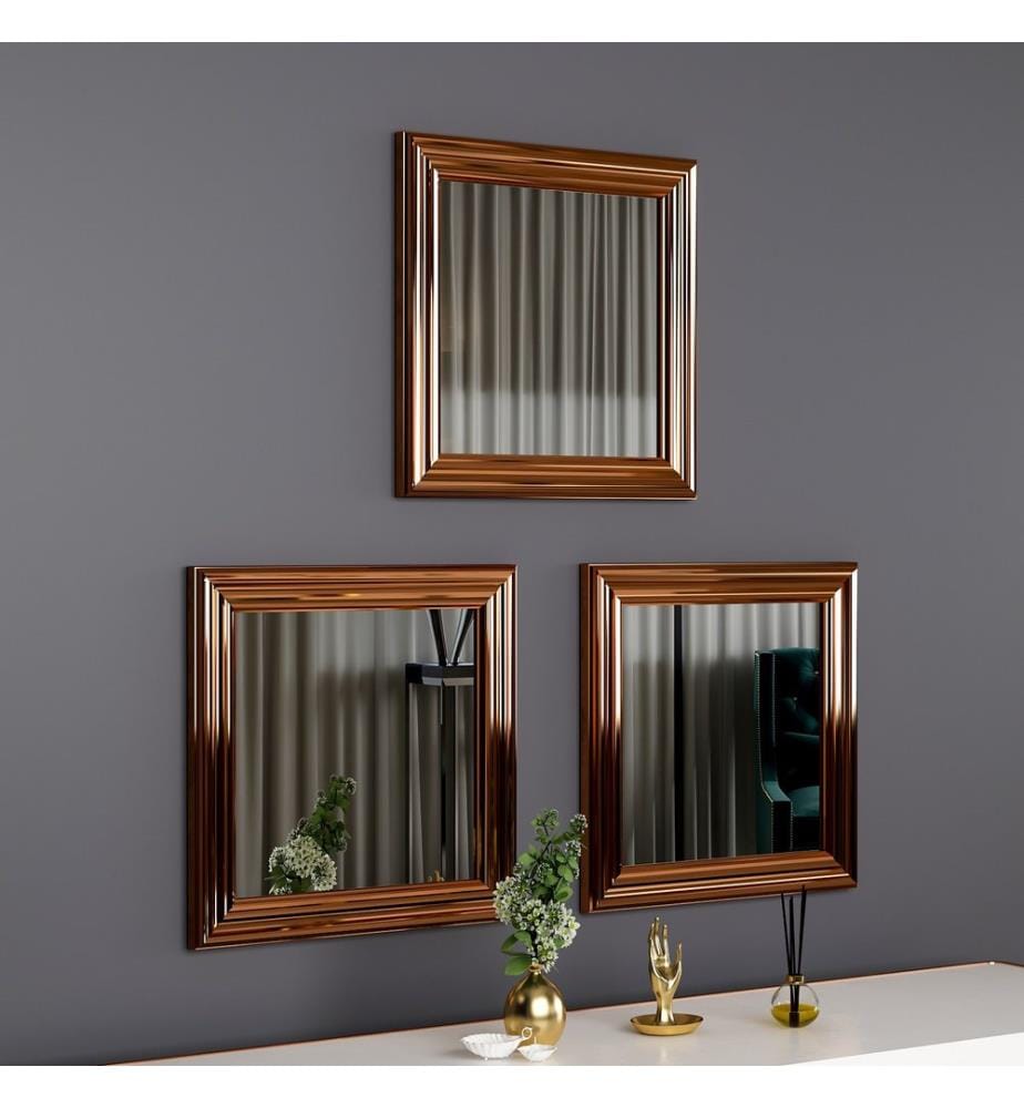 Spiegel Set, 3 Pezzi, Bronzo, MDF
