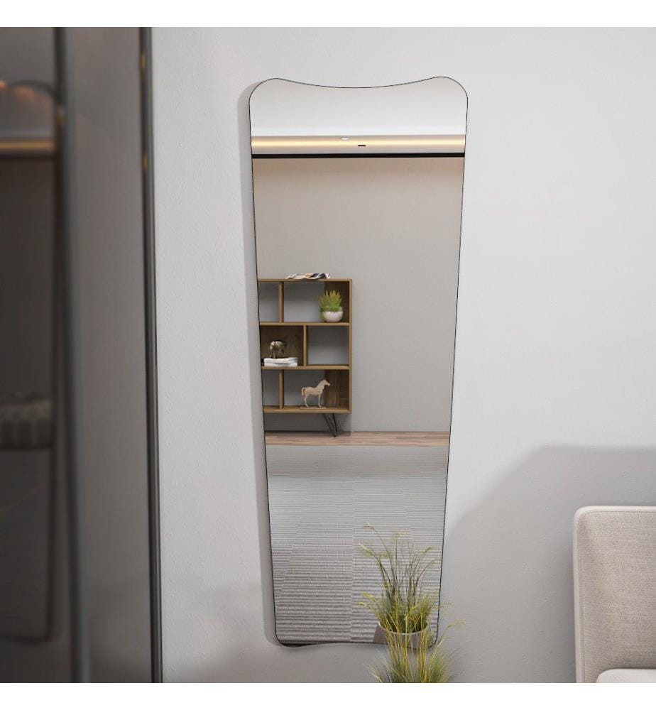 Specchio ovale, Trasparente, Nero, MDF