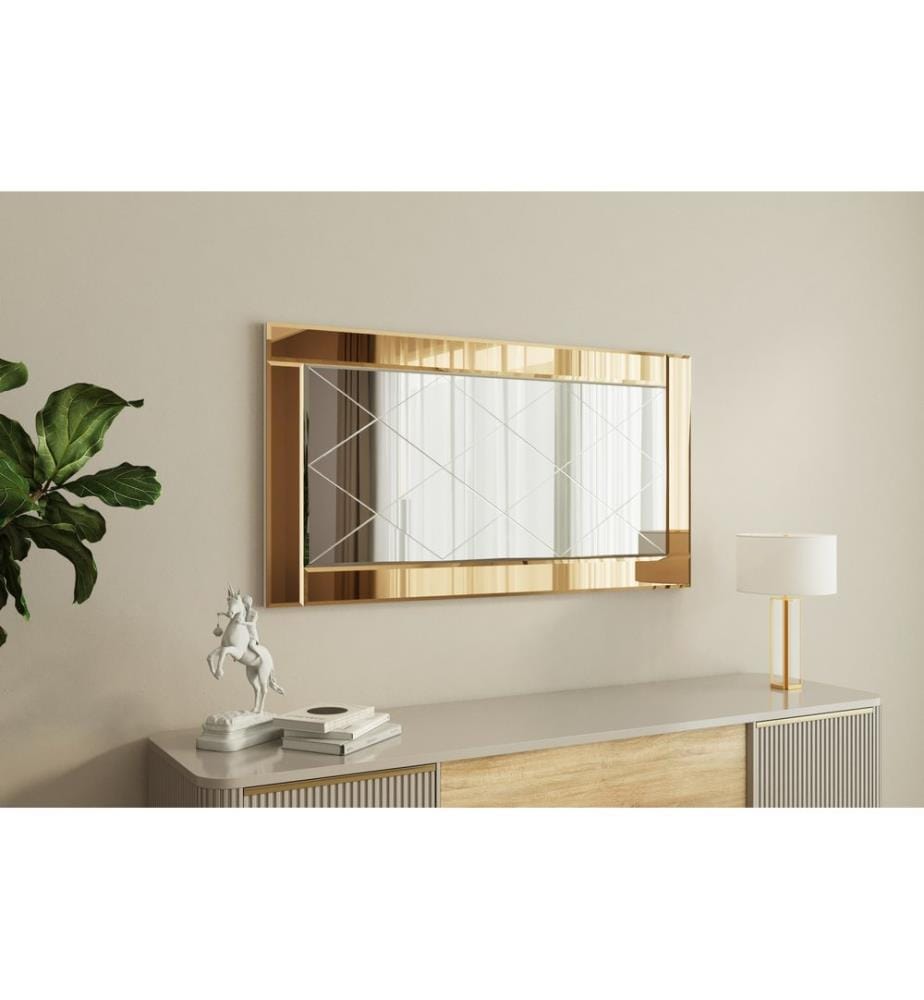 Specchio, Bronzo, Bianco, 100% MDF