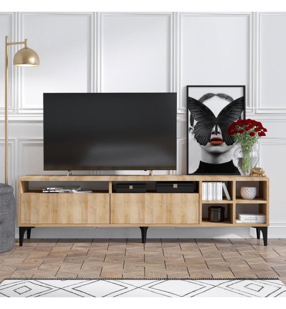 Eichenfarbig, Tv Schränke, 52X180X35 cm, Melaminbeschichtete Partikelplatte