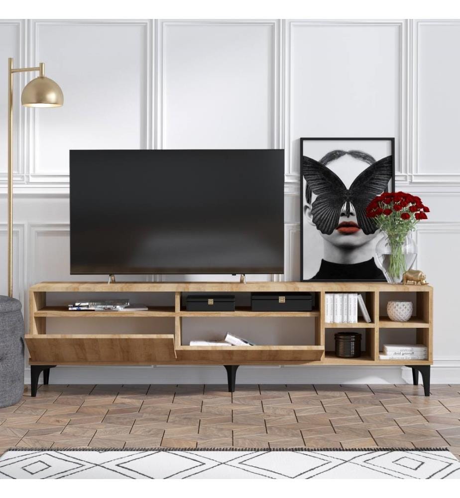 Eichenfarbig, Tv Schränke, 52X180X35 cm, Melaminbeschichtete Partikelplatte