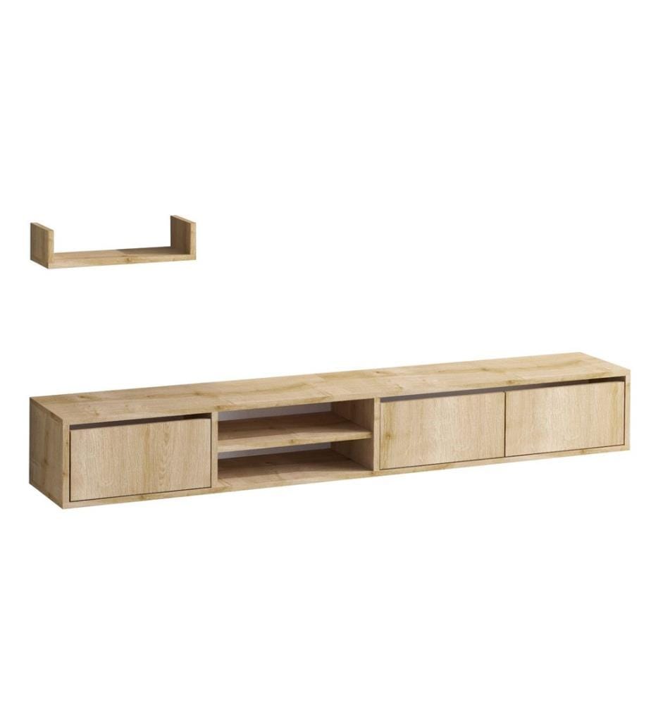 TV Unit, Sapphire Oak, Melamine Coated Particle Board