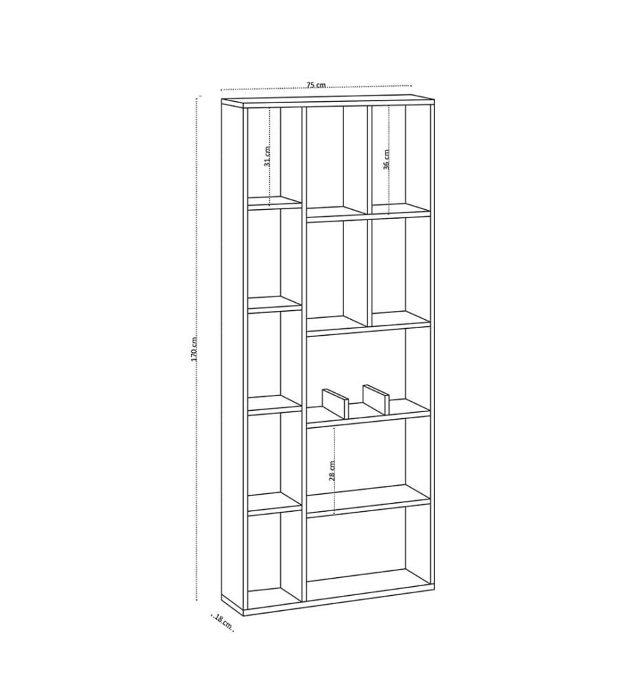 Bianco, Scaffali, 170X75X18 cm, Piastra Di Particelle Con Rivestimento Melamina