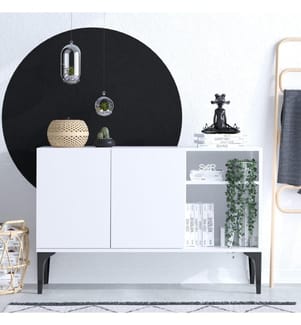 Console, White, Melamine Coated Particle Board
