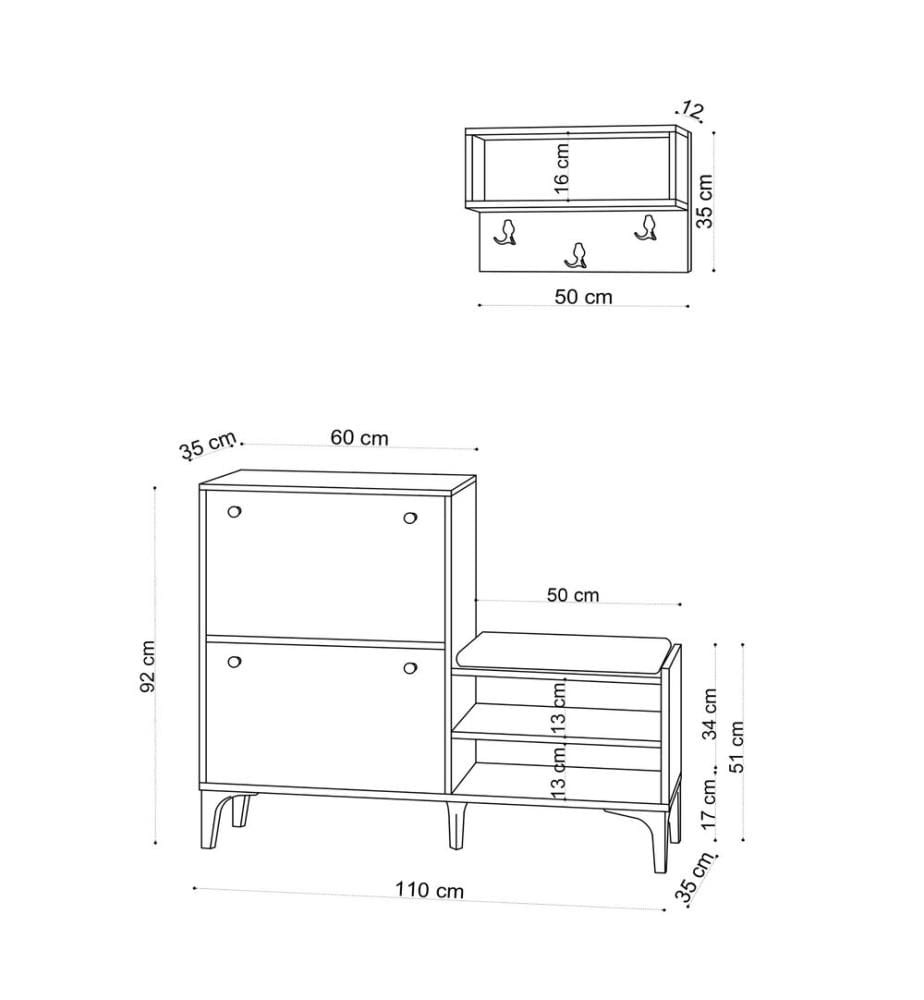 Armoire À Chaussures, Blanc Plaque De Particules Recouvertes De Mélamine Noire, 100%
