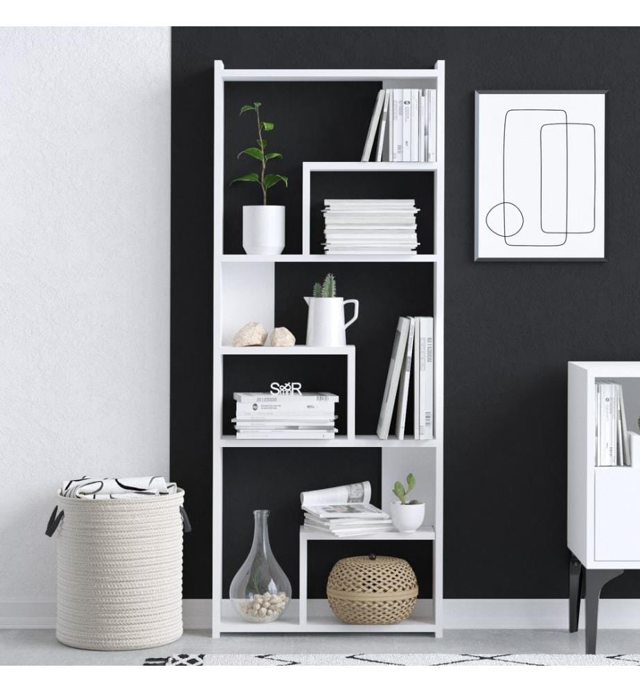 Bibliothèque, Blanc, Plaque De Particules Recueilli En Mélamine