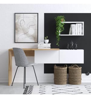 Study Desk, WhiteOak, Melamine Coated Particle Board