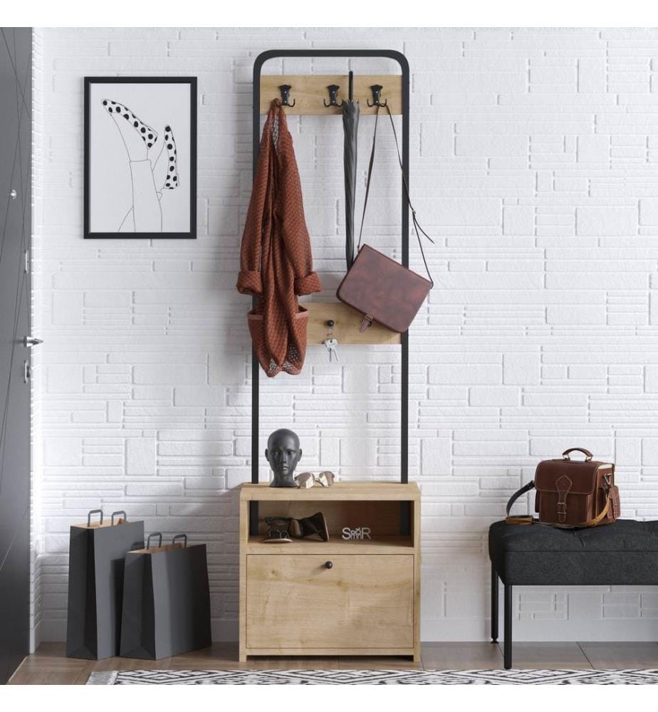 Stand Hall, Noce Piastra Di Particelle Neri, Melamina
