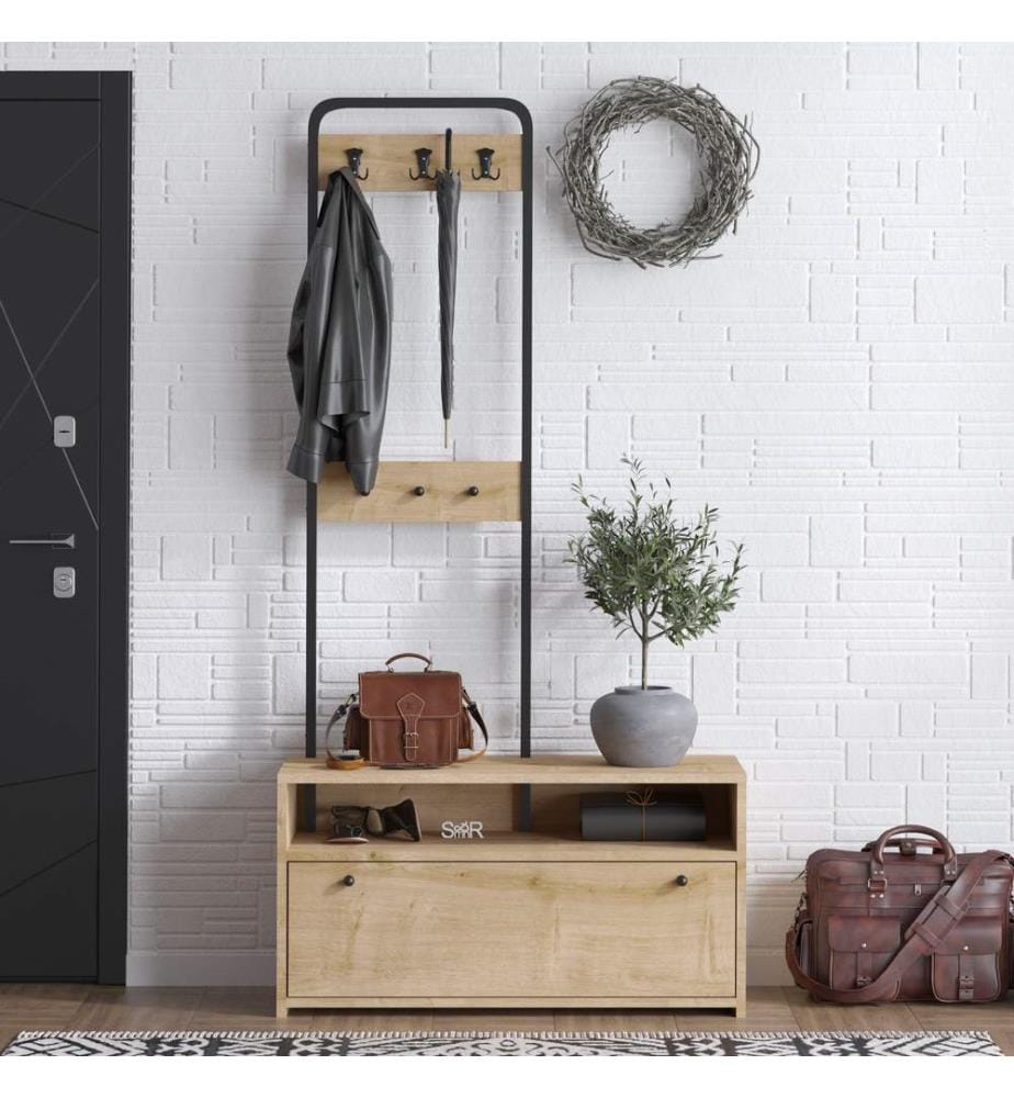 Stand Hall, Noce Piastra Di Particelle Neri, Melamina
