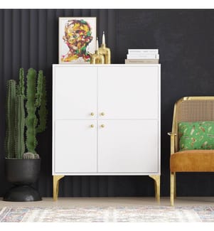 Console, Bianco, Oro, 100% Melamine rivestito Particle Board