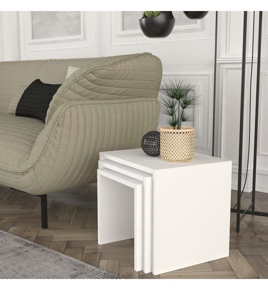 Weiss, Couchtische, 32,5X32,5X35 cm, Melaminbeschichtete Partikelplatte