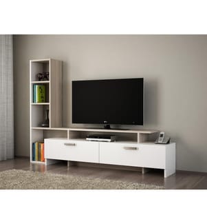 Bianco, Armadi Tv, 29,8X120X22 cm, Piastra Di Particelle Con Rivestimento A Melamina
