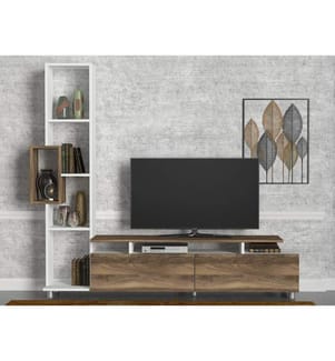 Bianco, Colore In Noce, Armadi Tv, 166.7X160X29,5 cm, Piastra Di Particelle Rivestita Di Melamina