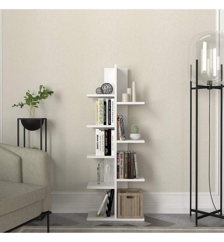 Bianco, Librerie, 121.8X45X22 cm, Piastra Di Particelle Rivestita Con Melamina