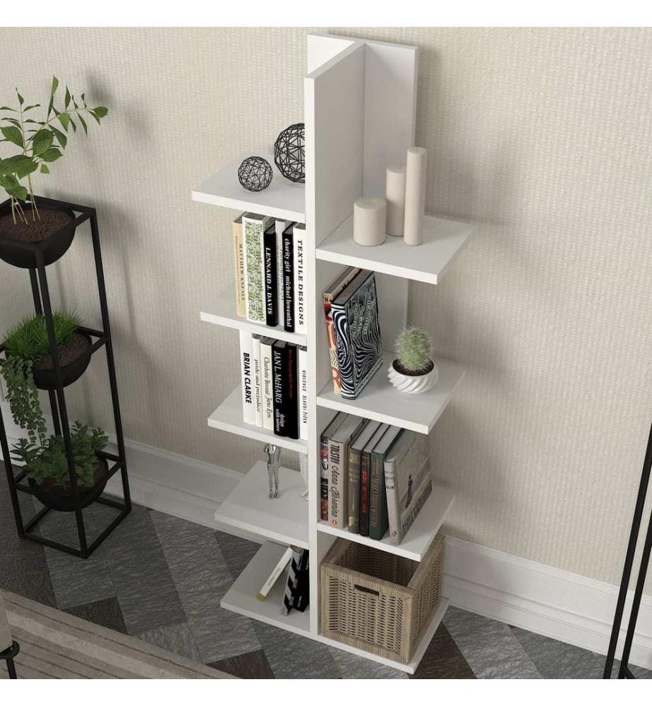 Bianco, Librerie, 121.8X45X22 cm, Piastra Di Particelle Rivestita Con Melamina