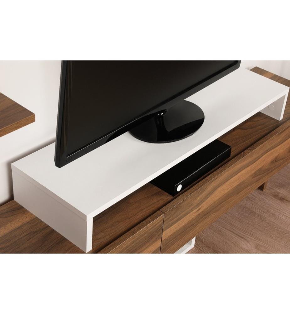 Weiss, Tv Schränke, 41,7X180X29,5 cm, Melaminbeschichtete Partikelplatte
