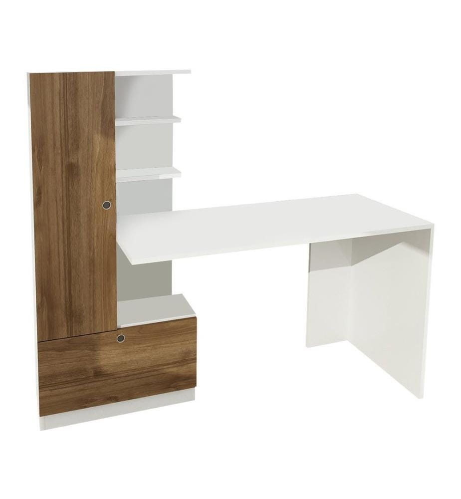 Weiss,Nussbaumfarbe, Couchtische, 73,8X120X61,8 cm, Melaminbeschichtete Partikelplatte