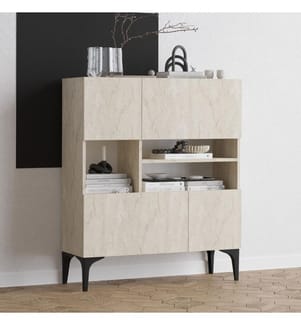 Console, travertino, pannello truciolare rivestito al 100% in melamina
