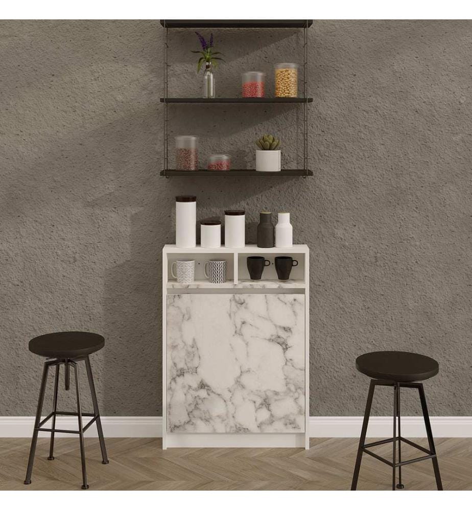 Table pliante, marbre de Carrare, panneau de particules 100 % mélaminé
