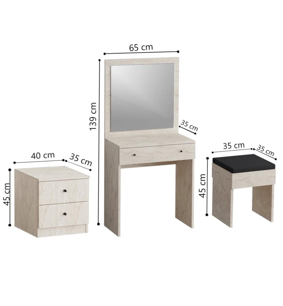 Table de maquillage, travertin, 100 % PANNEAUX DE PARTICULES MÉLAMINÉS
