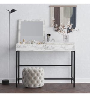 Tavolo da trucco, marmo di Carrara, 100% MELAMMINA RIVESTITA IN PARTICELLE DI LEGNO, gambe in metallo