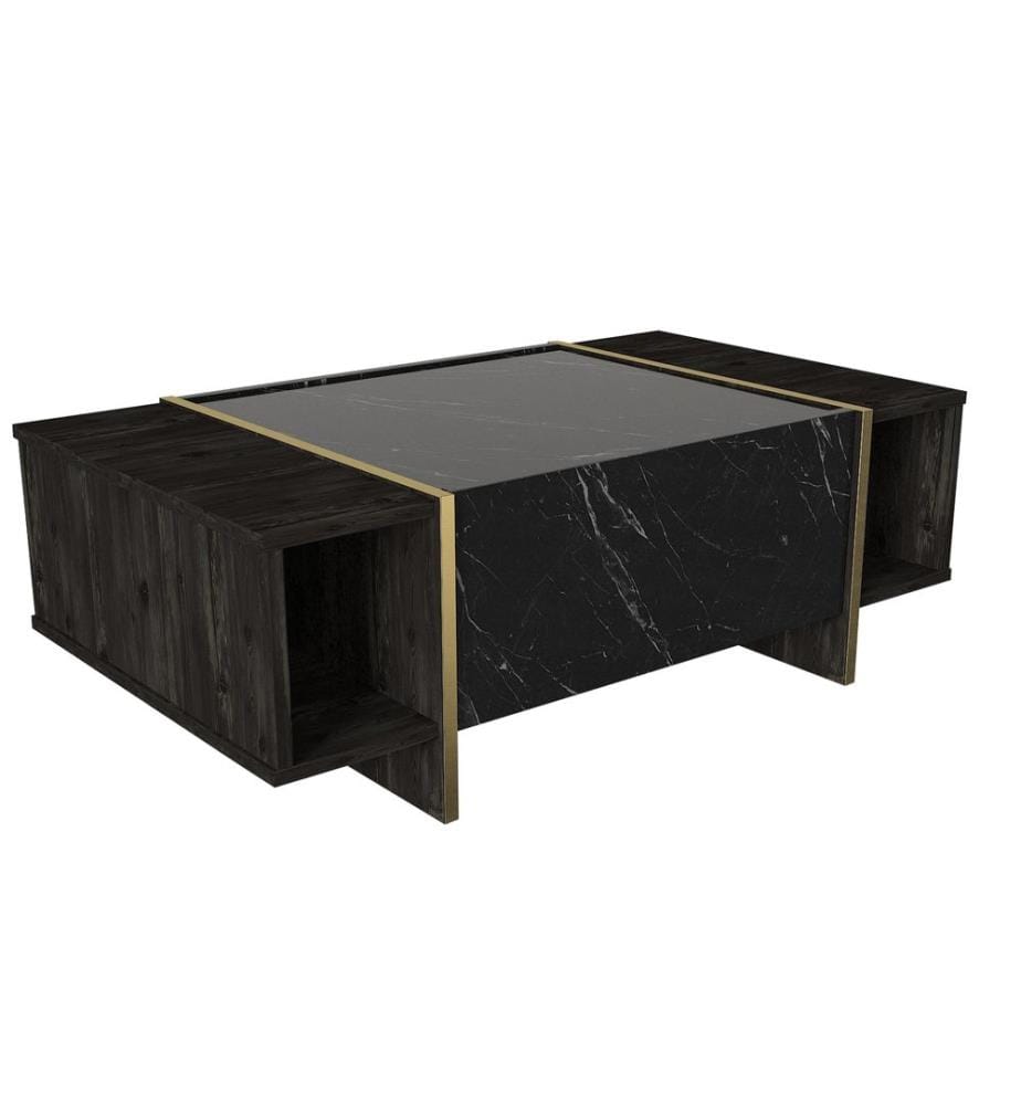 Schwarz,Gold, Couchtische, 37,3X103,8X60 cm, Melaminbeschichtete Partikelplatte