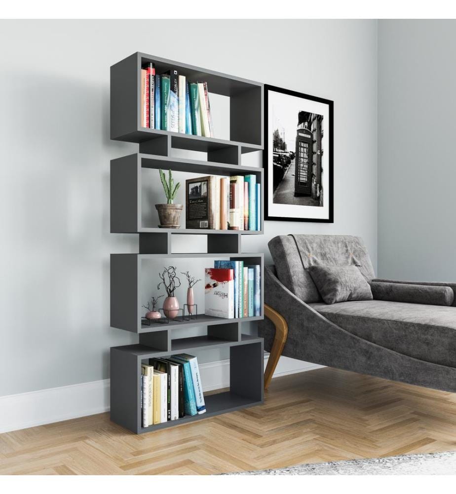 Anthrazit, Bücherregale, 161X72X25 cm, Melaminbeschichtete Partikelplatte