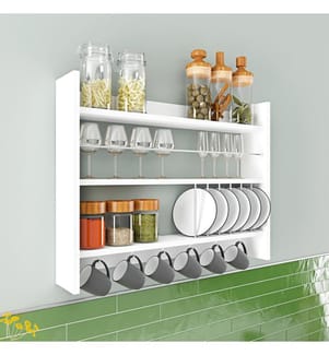Bianco, Mensole A Parete, 65X85X15 cm, Piastra Di Particelle Con Rivestimento A Melamina