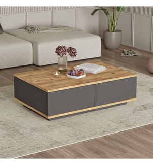 Table basse, pin Atlantique, anthracite, panneau de particules 100 % mélaminé