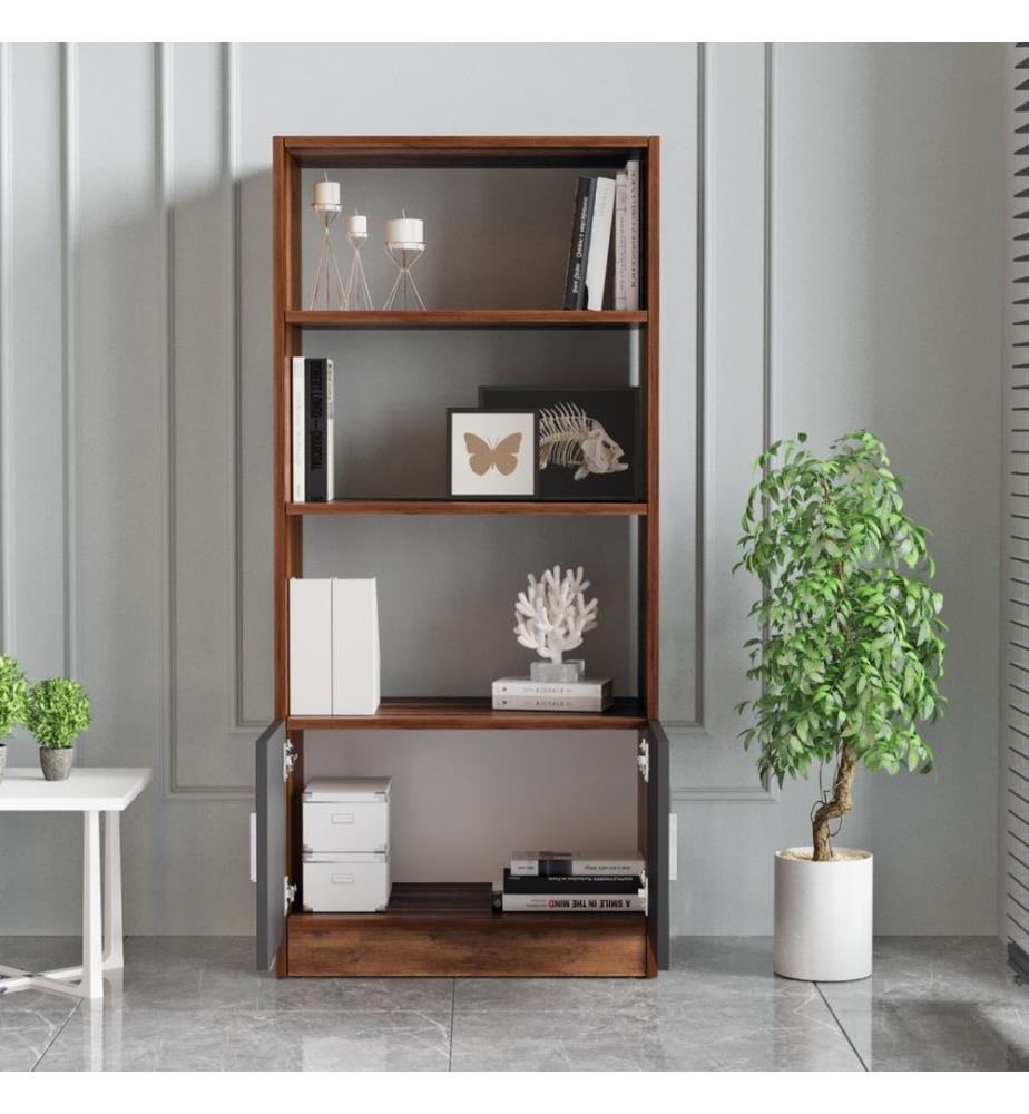 Bookshelf, WalnutAnthracite, Melamine Coated Particle Board