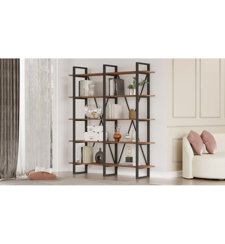 Barocco, Librerie, 180X154.8X34 cm, Piastra Di Particelle Rivestita Di Melamina