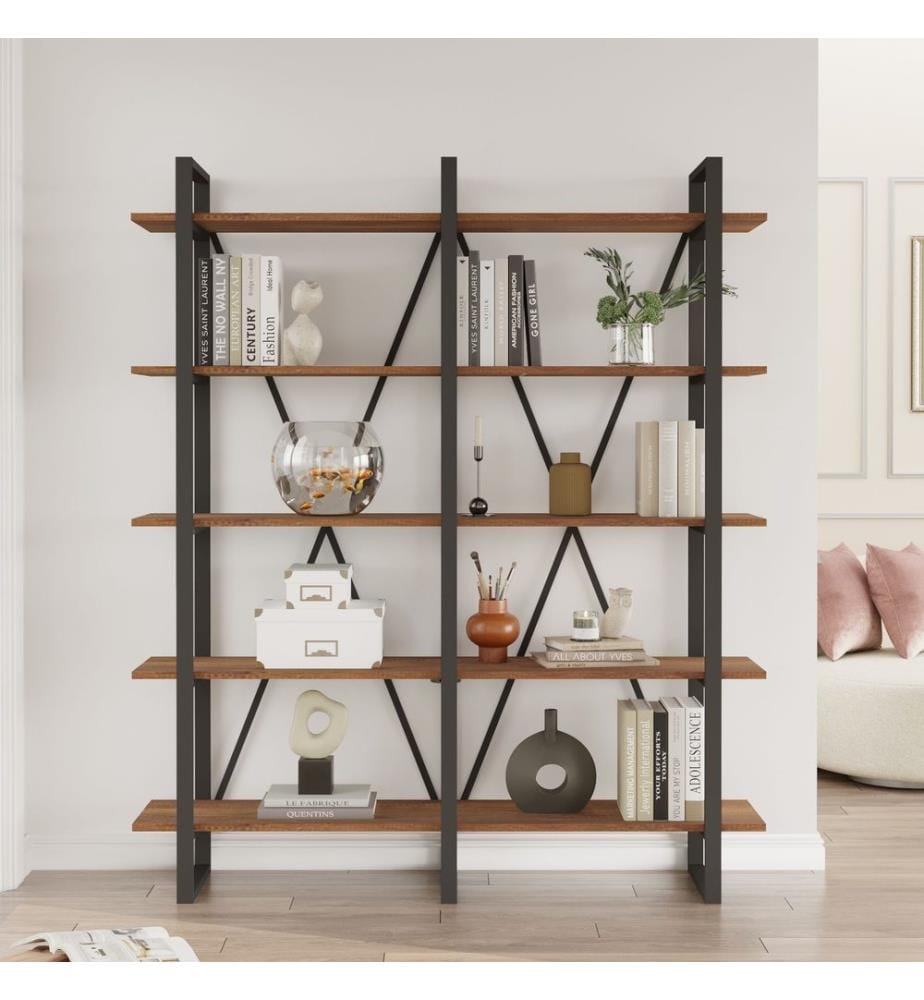Barocco, Librerie, 180X154.8X34 cm, Piastra Di Particelle Rivestita Di Melamina