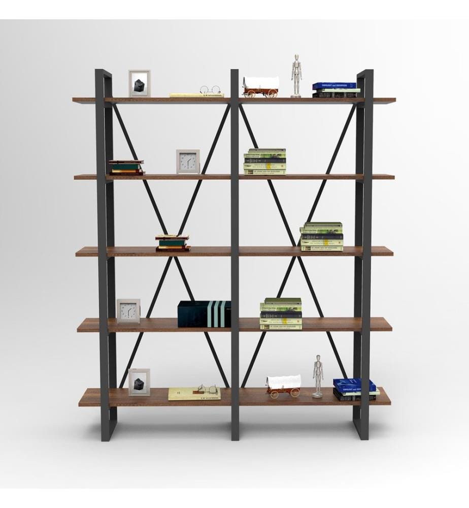 Barocco, Librerie, 180X154.8X34 cm, Piastra Di Particelle Rivestita Di Melamina