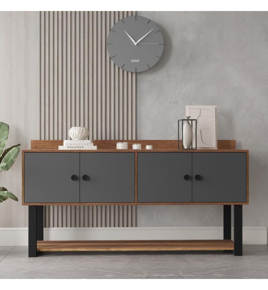 Console, WalnutAnthracite, Melamine Coated Particle Board