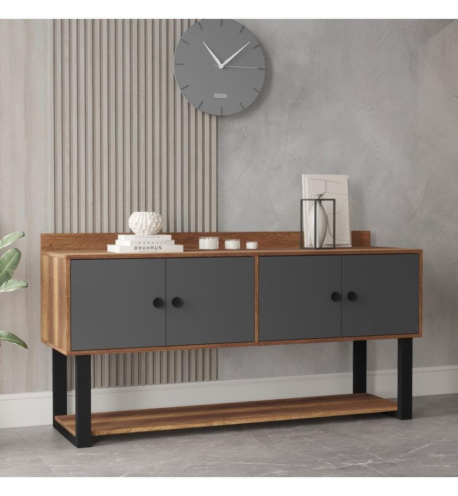 Console, WalnutAnthracite, Melamine Coated Particle Board