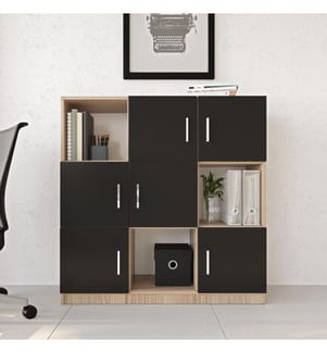 Eichenfarbig,Schwarz, Schuhschränke, 121,8X119,9X37,6 cm, Melaminbeschichtete Partikelplatte