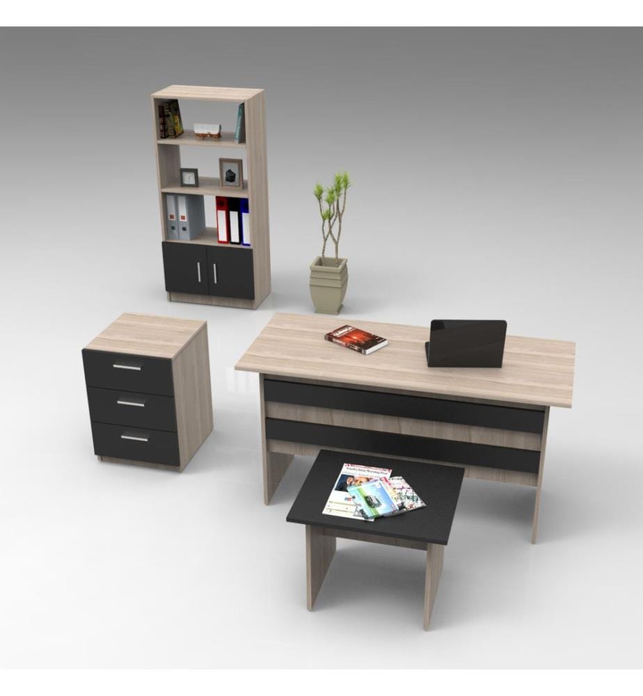 Eichenfarbig,Schwarz, Wohnzimmer, 73,8X140X60 cm, Melaminbeschichtete Partikelplatte