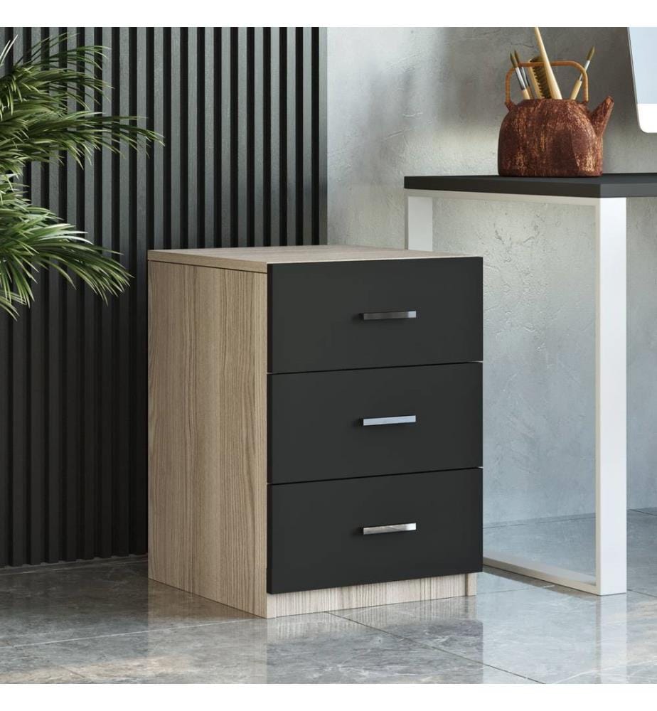 Eichenfarbig,Schwarz, Wohnzimmer, 73,8X140X60 cm, Melaminbeschichtete Partikelplatte