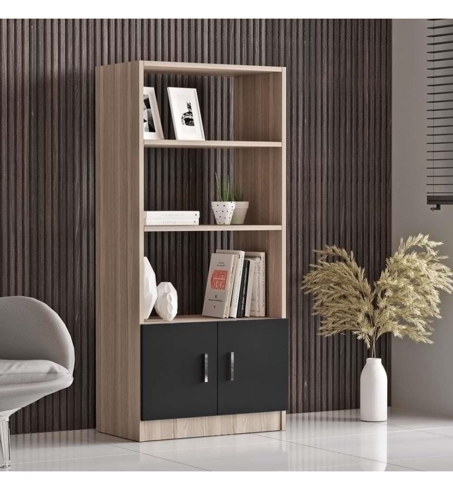 Eichenfarbig,Schwarz, Wohnzimmer, 73,8X140X60 cm, Melaminbeschichtete Partikelplatte
