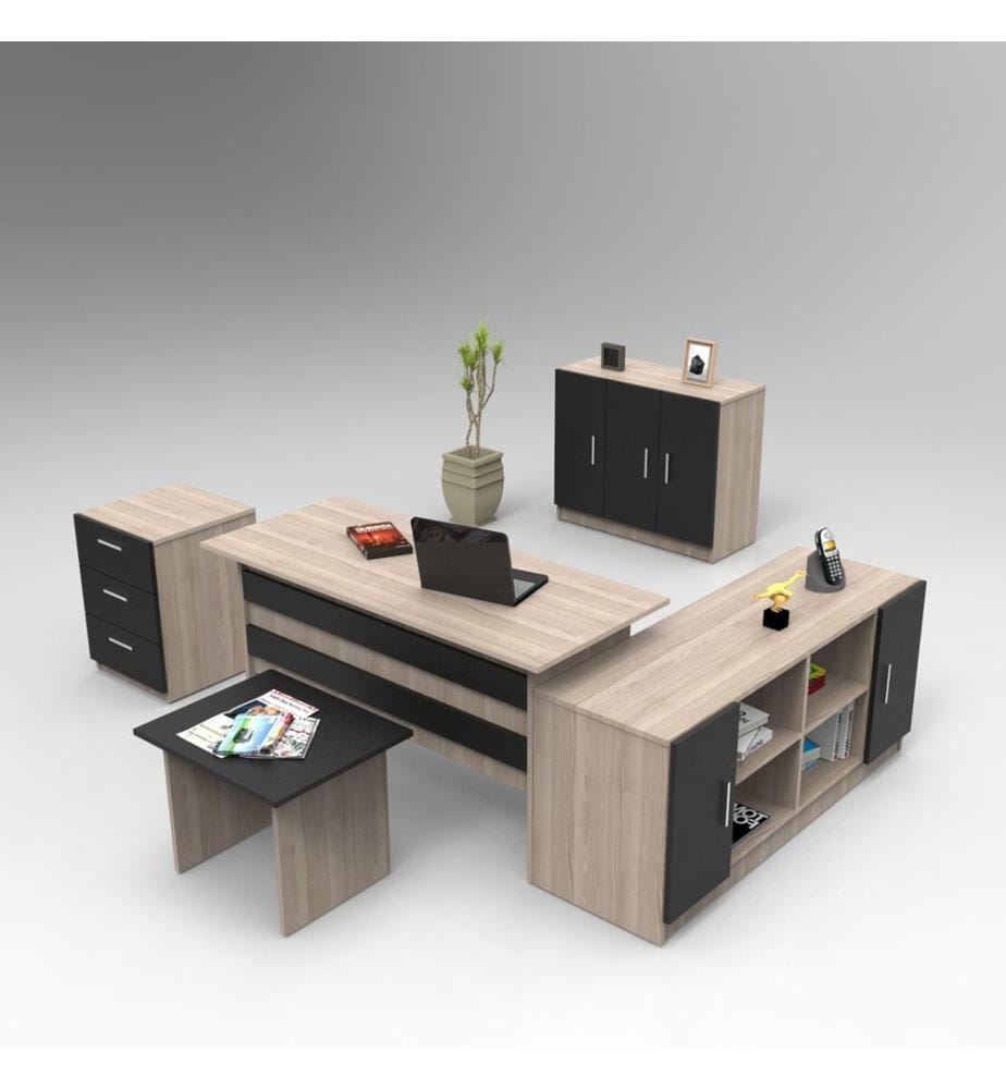 Eichenfarbig,Schwarz, Wohnzimmer, 73,8X140X60 cm, Melaminbeschichtete Partikelplatte