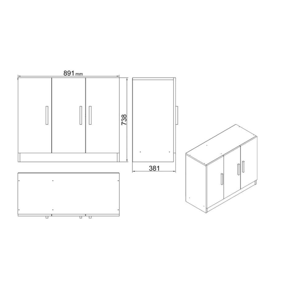 Eichenfarbig,Schwarz, Wohnzimmer, 73,8X140X60 cm, Melaminbeschichtete Partikelplatte
