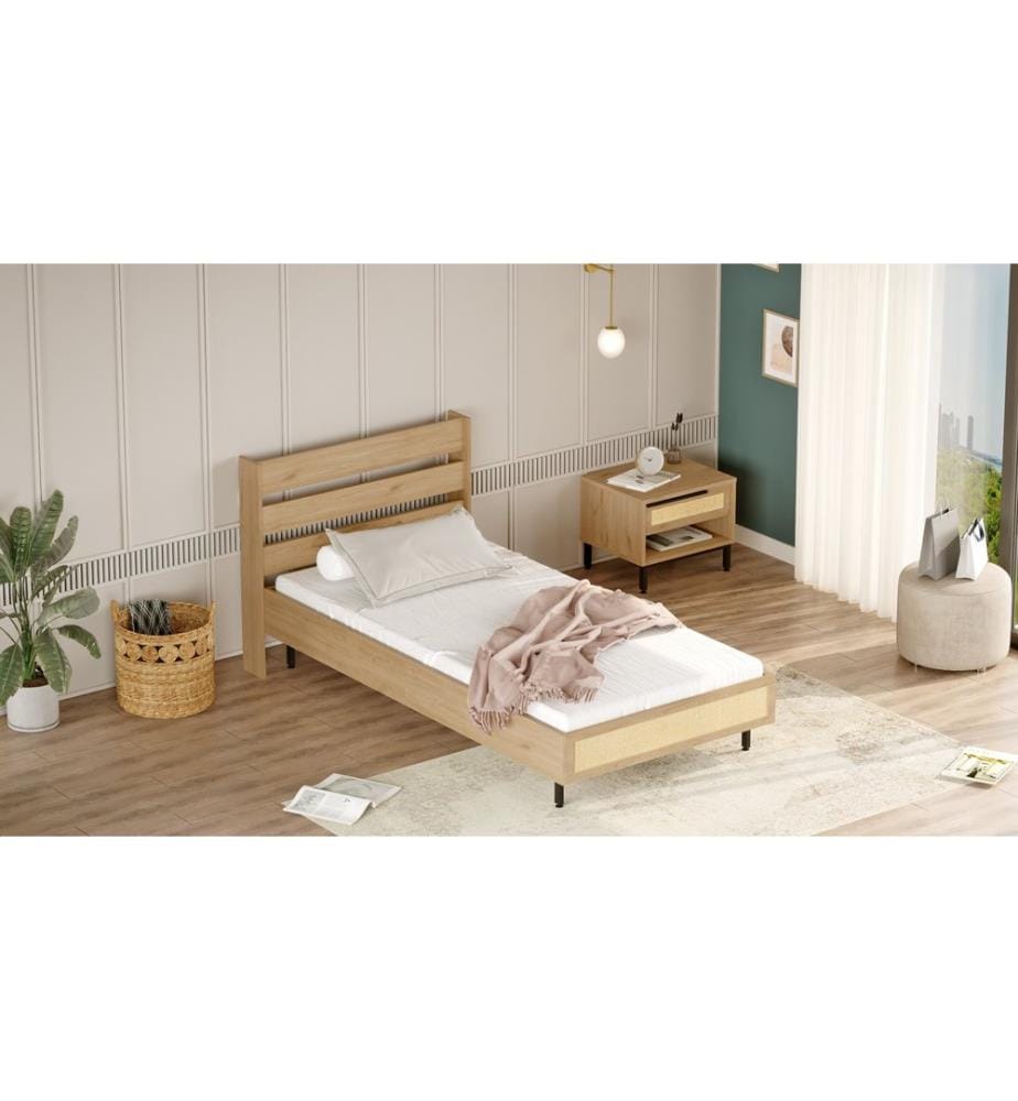 Jugendzimmer-Set, Eiche, 100 % MELAMINBESCHICHTETE SPANPLATTE, Metallbeine