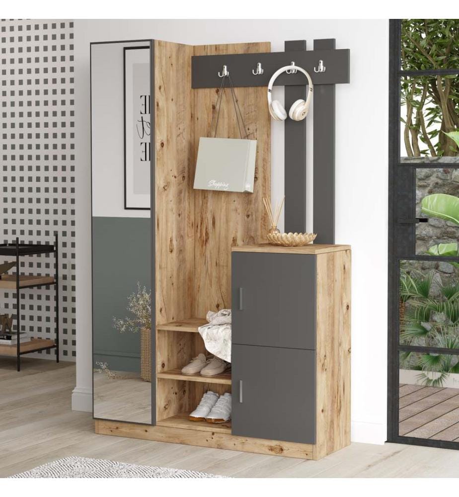Hall Stand, Atlantic Pine Piastra Di Particelle Antracite, Di Melamina